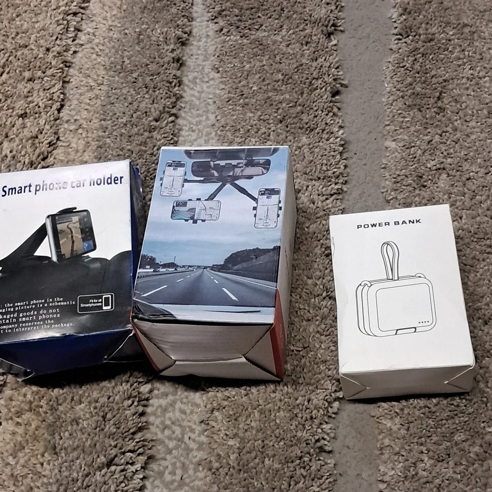 Smart Phone Car Holder, 360 Free Rotating Phone Holder, & Power Bank